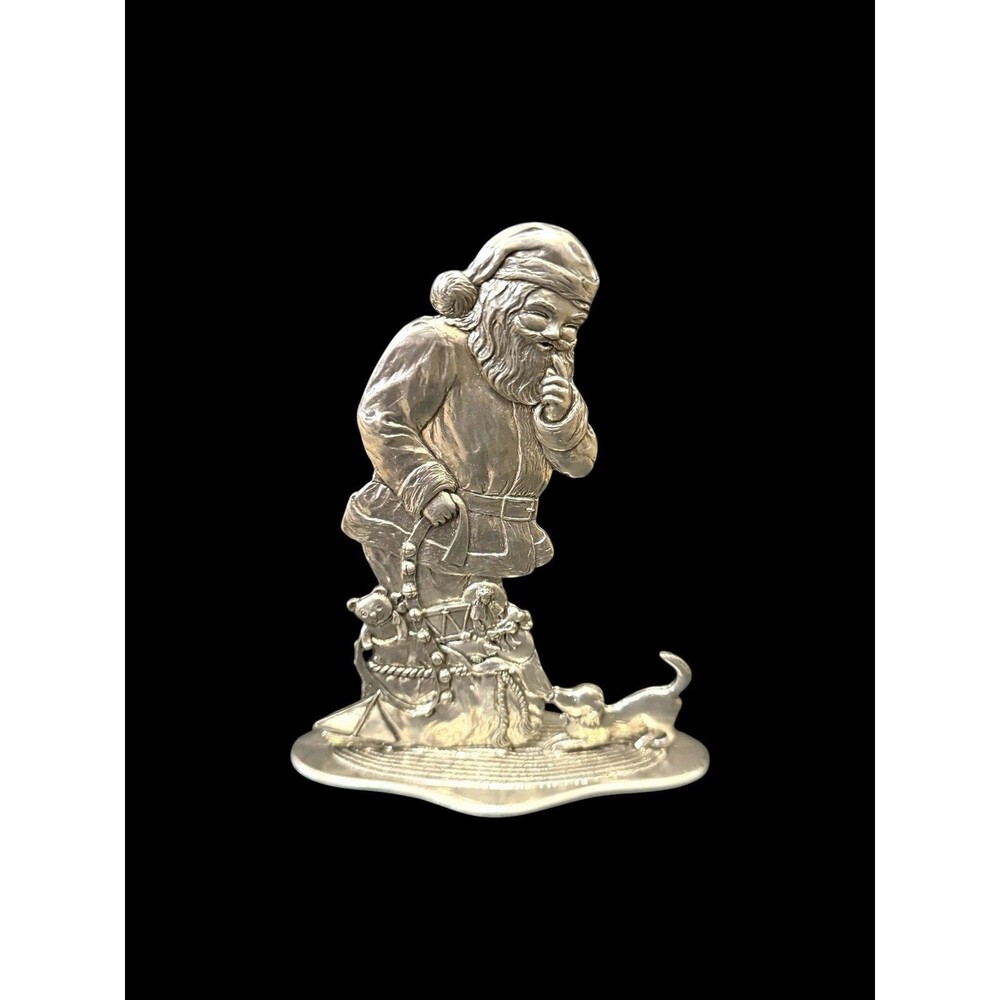 Vtg 1992 Seagull Pewter Stand Figurine Santa Shh Toys Puppy Etain Zinn Canada